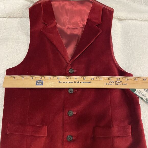 Ralph Lauren Boys Dark Red Velvet Button Vest Size 14R NWT Holiday kids - Picture 9 of 10